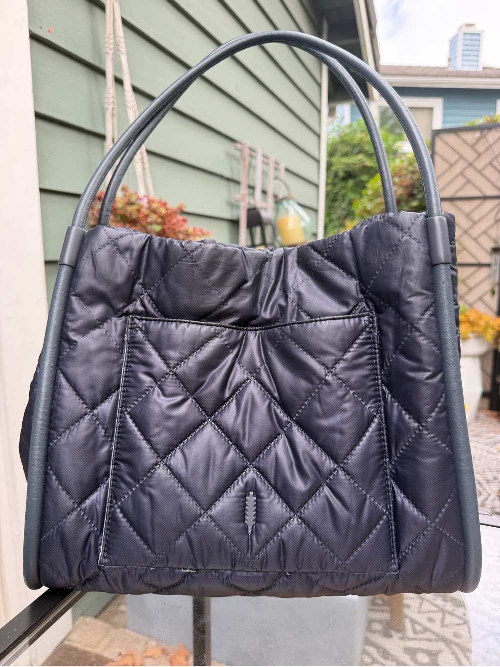 Thacker Quilted Navy Shoulder Tote Bag